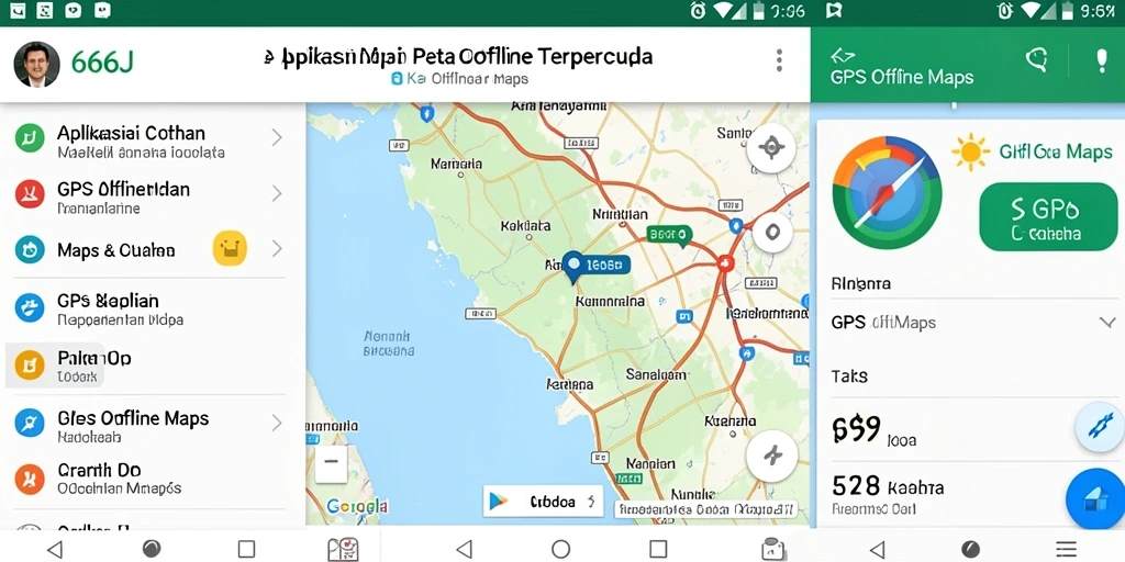 Antarmuka aplikasi GPS Offline Maps 666J yang mudah digunakan.