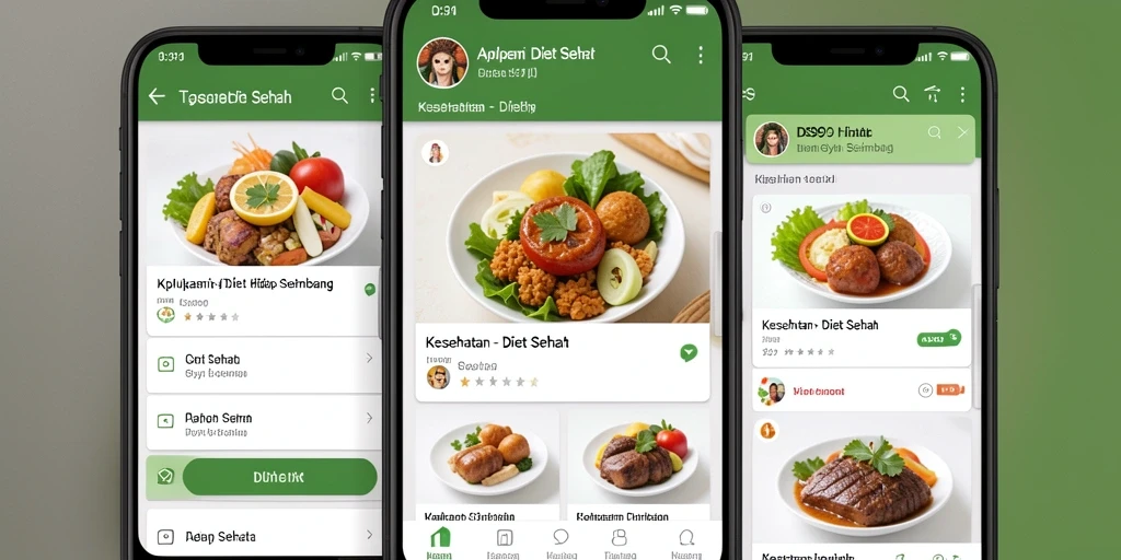 Antarmuka DS99 menampilkan kategori makanan dan pelacakan kalori.