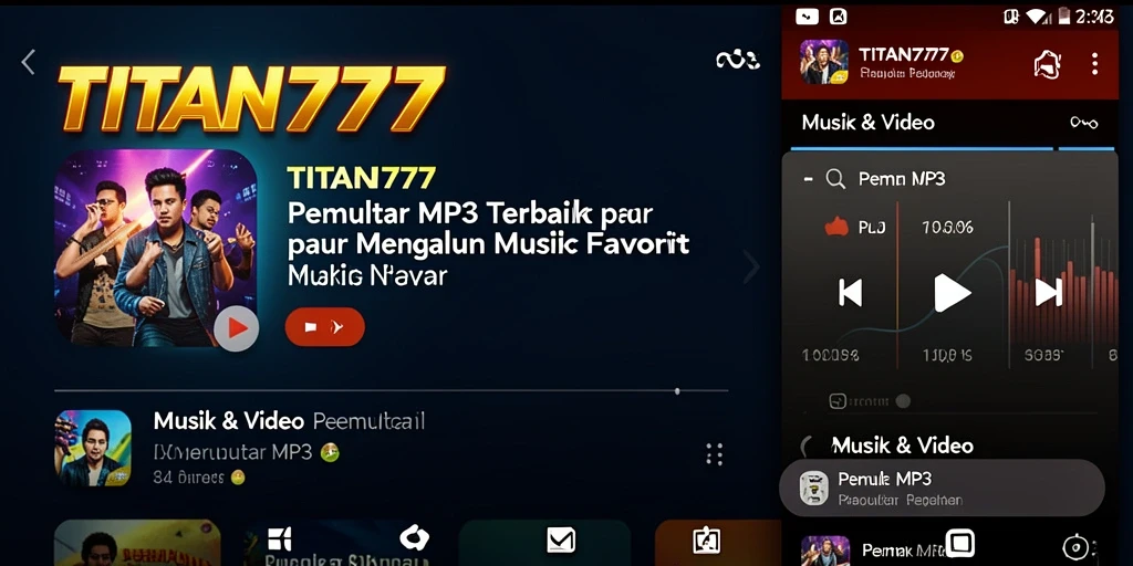 Screenshot aplikasi TITAN777 menampilkan antarmuka Pemutar MP3 yang intuitif.
